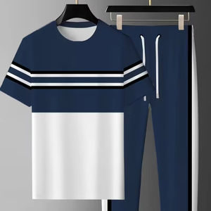 Nuevo Conjunto Deportivo de Verano para Hombre, Personalizado al por Mayor, con Cordón, 100% Algodón, Ligero, para Entrenamiento, Fitness, Dos Piezas - Product Image 1