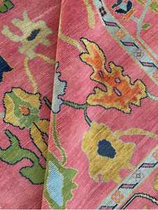 Tapis en laine de conception traditionnelle antique d'Oushak tricoté à la main tailles 6x9 multicolore rose pour la décoration de salon ensembles de tapis hauts - Product Image 4