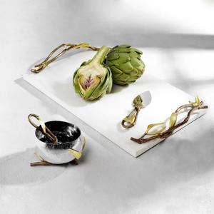 Elegante cuenco de metal dorado y plateado, centro de mesa decorativo hecho a mano para sala de estar, mesa de comedor - Product Image 2