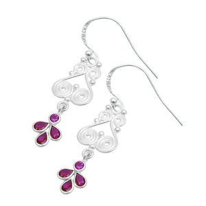 ชุดกรอบแบบมีลวดลายประดับที่มีน้ำหนักเบาต่างหูเพทายทำจากทับทิม925เงินแท้เครื่องประดับแบบห้อยสำหรับผู้หญิง - Product Image 1