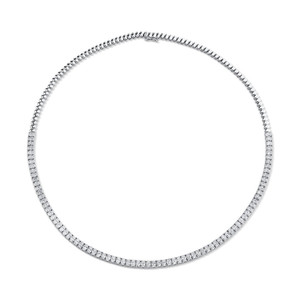 สร้อยคอเพชรทรงรี (ธรรมชาติ) แบบฝังเพชรพลอยประดับเพชรแบบ Prong Set หรูหรา พร้อมตัวเรือนโลหะแบบ Bezel สำหรับเจ้าสาว ขายส่ง ขายปลีก รับผลิตตามแบบ (OEM) - Product Image 1