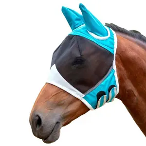 Breathable UV Horse Protection Equipment Horse Face Fly Veil Lycra Fly Mask