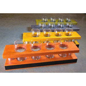 Soporte de vidrio redondo de calidad superior Diseño moderno 8 agujeros Estante de organización de madera de bambú de gran tamaño Ideal para almacenamiento con estilo - Product Image 2