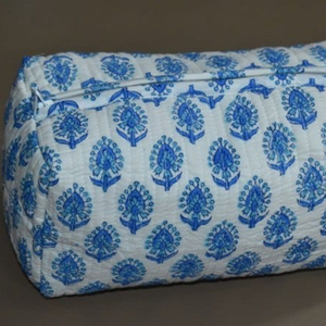 HSYJJK789-Bolsa de maquillaje con diseño Floral, bolso de mano de algodón puro con estampado de bloque de mano - Product Image 6