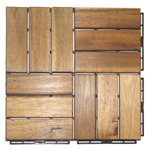 Dalles de terrasse en bois 12 lattes à emboîtement DIY en bois d'acacia 30 * 30 cm Faciles à assembler respectueuses de l'environnement - Product Image 1