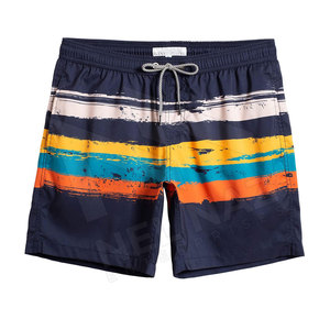 Shorts d'été respirants et écologiques pour hommes, taille haute, fermeture à cordon, imprimés, en spandex/polyester, séchage rapide, poche imperméable - Product Image 1