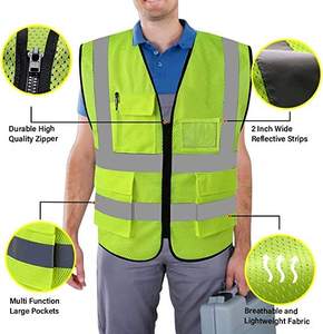 Fully Breathable Safety Vest Logo Free Size Waistcoat Reflective Security Vest Double Net Multifunctional Mesh Fabric Heavy Duty - Product Image 2