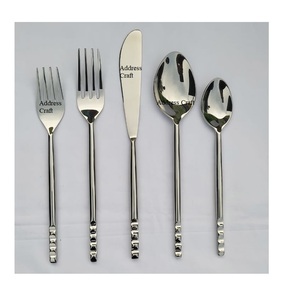 Juego de cubiertos con espejo de Metal pulido de grado alimenticio con mango de ratán, utensilios de comedor elegantes para servir de mesa de boda - Product Image 4