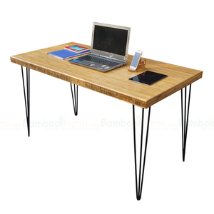 BFHB019-Executive <b>Desk</b> with 70x140cm Melamine Wood Top 50mm Thick Bamboo Luxury & Minimalist Industrial Design - Product Image 3