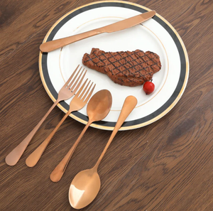 Juego de cubiertos de acero inoxidable de oro rosa, vajilla creativa, cuchillo, cuchara, tenedor, hogar, restaurante, decoración de boda, juego de cubiertos - Product Image 3