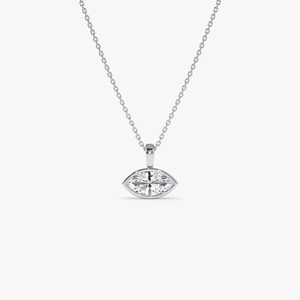 Colgante de Diamante Cultivado en Laboratorio con Forma de Marquesa, Hecho a Mano, Radiante, de Oeste a Este, 1.00 Ct E-F VS, Oro de 14K, para Regalo de Aniversario de Bodas - Product Image 2