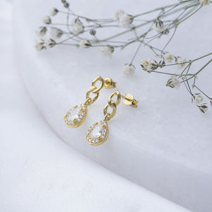 White CZ Stone Pear Design <b>Sterling</b> <b>Silver</b> <b>Stud</b> Earrings Turkish Handmade Wholesale 925 <b>Sterling</b> <b>Silver</b> Jewelry - Product Image 2