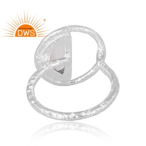 แหวนพลอยสีขาวรูปพระจันทร์ธรรมชาติทำจากเงินสเตอร์ลิงเครื่องประดับดีไซน์ตามสั่งสำหรับเป็นของขวัญสำหรับผู้หญิง - Product Image 2