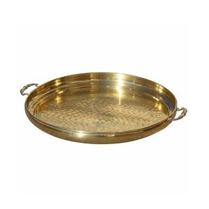 Plateau de service en métal doré de forme ronde brillant poli pour l'hôtel-restaurant d'hôtel pour la décoration et les cadeaux - Product Image 1