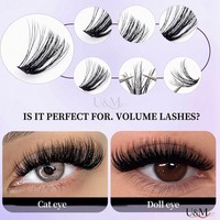 Kit d'extensions de cils DIY transfrontalier 60D 80D 100D, faux cils en grappe naturels, volumineux et bouclés