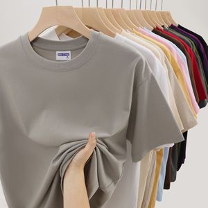 Camiseta de gran tamaño de alta calidad, ropa de calle, camiseta marrón en blanco, Camiseta de algodón pesado de Color sólido con hombros caídos para hombres - Product Image 1