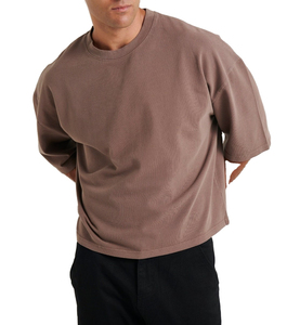 เสื้อยืดผ้าฝ้าย100% ใส่สบายสำหรับผู้ชายทรงโอเวอร์ไซซ์มีหลายสีล้วนโลโก้ออกแบบลายว่างเปล่า - Product Image 3