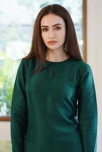 Nouveau concepteur 3 pièces vêtements de fête Look haut Farshi Salwar & Dupatta crêpe soie avec offres travail à la main séquence Multi aiguille broderie - Product Image 3