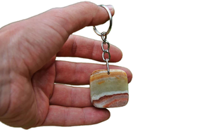 พวงกุญแจหินอ่อนโอนิกซ์สีเขียวหลายสี - Product Image 4