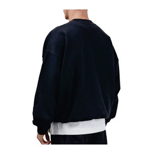 Alta calidad 100% algodón mezclado hombres sudadera básica cuello redondo pulóver hombro caído ropa de calle de gran tamaño sudadera con logotipo - Product Image 4