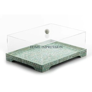 Ensemble de 2 supports à gâteaux de table en nacre de forme carrée, fait à la main, de différentes tailles, pour décoration, styliste fantaisie - Product Image 4