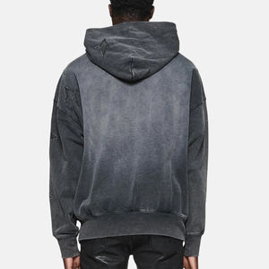 Sudadera con capucha lavada con ácido vintage personalizada hombro caído peso pesado francés Terry polar 100% algodón invierno estampado de gran tamaño con capucha No - Product Image 4