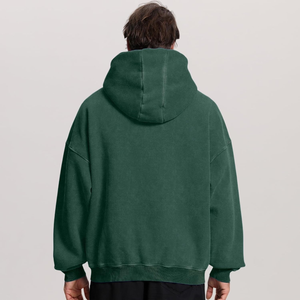 Sweat à capuche surdimensionné à fermeture éclair bidirectionnelle pour hommes, style streetwear lavé à l'acide, pour l'impression numérique en hiver - Product Image 6