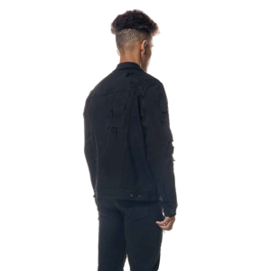 Blouson Bomber en Jean Effet Usé et Déchiré Style Hip Hop Nouvelle Collection Automne Vente en Gros pour Hommes Style Patchwork 2023 - Product Image 5