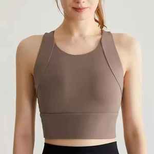 บราออกกำลังกายสำหรับผู้หญิง ไซส์ผู้ใหญ่ น้ำหนักเบา รองรับได้ดี ไร้ตะเข็บ คอทรงยู สีพื้น แห้งเร็ว - Product Image 4