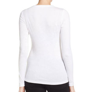 Custom Women Long Sleeve T Shirt <b>White</b> Color 100% Cotton <b>Plain</b> Custom Breathable Fitness Printing Scoop Women Long Sleeve <b>TShirt</b> - Product Image 5