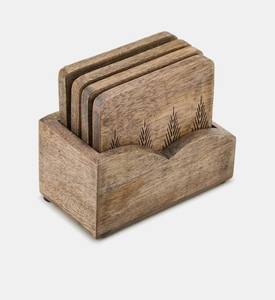 Ensemble de 4 sous-verres en bois naturel parfait pour tasse de table tasse sous-verre protecteur de boisson de qualité supérieure pour les cadeaux de décoration intérieure élégants - Product Image 1