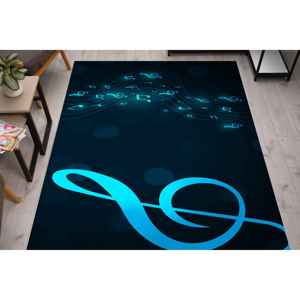 Alfombra Estampada: Alfombra con Diseño de Clave de Sol para Habitación de Niña, Alfombra Moderna de Arte Musical para Cuarto de Bebé, Alfombra de Chenilla, Regalo Colorido, Alfombra Suave No Tejida - Product Image 1