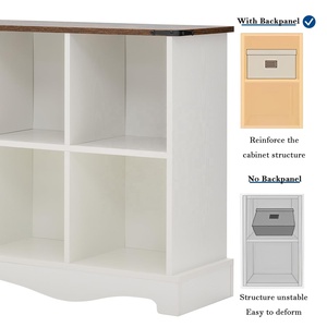 Mueble para TV <span class=keywords><strong>de</strong></span> Madera Blanca Estilo Rústico con 6 Espacios <span class=keywords><strong>de</strong></span> Almacenamiento, Mesa Consola Resistente, <span class=keywords><strong>Centro</strong></span> <span class=keywords><strong>de</strong></span> Audio para TV <span class=keywords><strong>de</strong></span> 47 Pulgadas, Gabinete <span class=keywords><strong>de</strong></span> Almacenamiento - Product Image 5