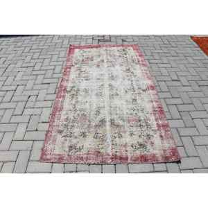 Alfombra Turca de 3.6x6.6 pies, Alfombra, Alfombra Roja con Estampado Animal de Lana - Product Image 1