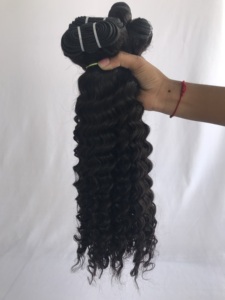 Venta al por mayor 20 ''mechones de pelo de trama de onda profunda 100% cutícula alineada templo indio camboyano extensiones de cabello humano virgen solo - Product Image 6