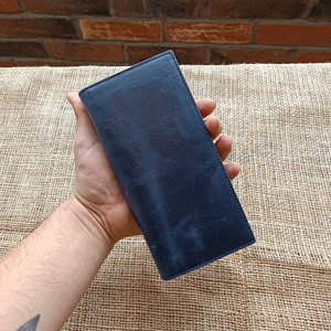 Porte-cartes personnalisé léger de haute qualité pour hommes Mini portefeuille mince et intelligent en cuir véritable avec fermeture à pli Longue poche - Product Image 4