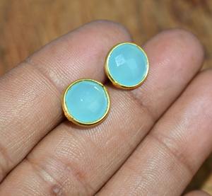 Boucles d'oreilles en chalcédoine, bijoux pour femmes, style bohème argenté, bijoux en argent sterling 925, boucles d'oreilles tendance faites à la main - Product Image 2