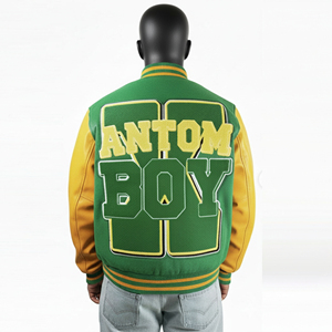 Fabricant de vestes de baseball pour hommes Nouvelle veste d'hiver à la mode Serviette de cuir brodée Veste universitaire Letterman noire décontractée personnalisée - Product Image 2