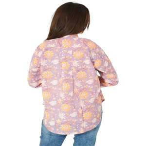 Chemisier court imprimé bloc de coton haut bohème d'été pour femmes, tenue décontractée de style hippie, chemise de mode bohème - Product Image 5