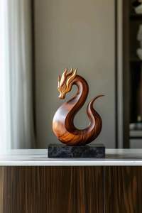 Escultura de mesa de madera tallada a mano, artículo decorativo de primera calidad para espacios elegantes del hogar, detalles para la sala de estar - Product Image 3