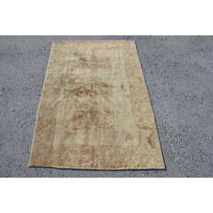 Modern Vintage 3.8 X 5.7ft Turkish <b>Rug</b> Classic Tabriz Style Beige Patchwork Pattern for Living Room <b>Bedroom</b> Wool Polyester Latex - Product Image 1