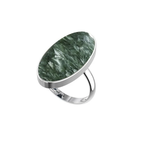 Bague de fiançailles unisexe en argent sterling 925, finition haut de gamme, sertie de seraphinite naturelle, formes poire et ovale, style classique, positif - Product Image 3