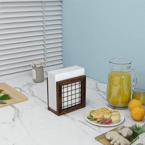 Servilletero para mesa Dorhors Farmhouse Servilletero Servilleteros de madera para encimera de cocina Mesa de comedor (Marrón rústico) - Product Image 4