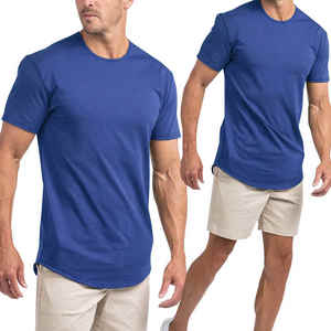 2025 Camisetas casuales de mejor diseño para hombres Calidad Premium 100% Algodón Hombro caído Cuello redondo Ajuste suelto Color azul - Product Image 6