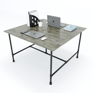 Table de bureau industrielle moderne en deux parties pour bureau et maison 120x120 - Product Image 1