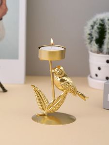 Bougeoir fleur oiseau doré Photophore décoratif Bougeoir élégant Mariage Fête romantique Décor à la maison Cadeau - Product Image 2