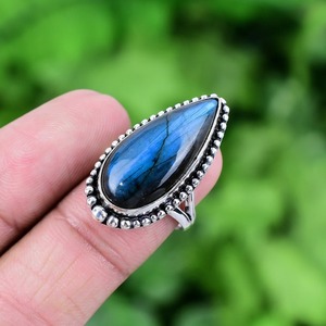 Anillo de regalo de boda de alta calidad de Plata de Ley 925 estampado hecho a mano piedra preciosa labradorita Spinner promesa anillo joyería - Product Image 4