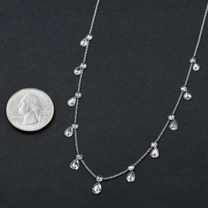 Collar ajustable de Plata de Ley 925 sólida, Diamante Blanco flotante perforado, corte rosa, pera, cuentas de briolette, joyería de moissanita - Product Image 3