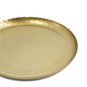 Ensemble de plateaux de service modernes en métal noir mat, décoratifs, ronds, à bords cannelés, assiettes de présentation de luxe pour table basse et ottoman - Product Image 4