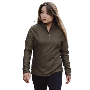 Mujeres de alta calidad 1/2 Zip Waffle poliéster ropa activa Top de manga completa ropa de gimnasio que absorbe el sudor Top para mujeres - Product Image 1